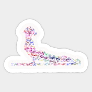 Fitness Exercise in Form Silhouette Shape Text Word Cloud Sticker